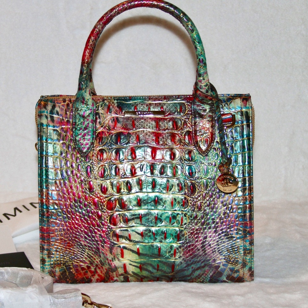 NWT Brahmin Designer Bag Small Caroline Satchel Tote Leather Purse